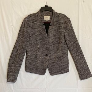 Loft black and white woven blazer - 8